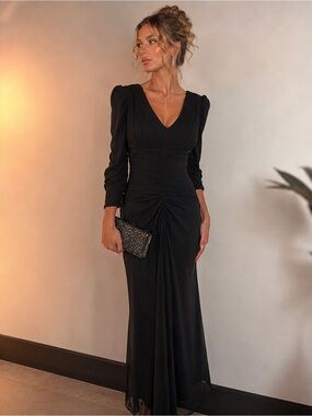 Vintage Alex Evenings Black Long Sleeve Dress (Size 6p)